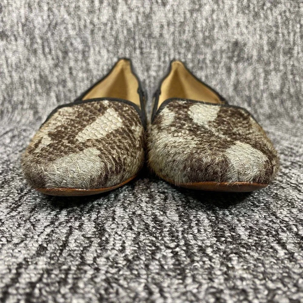 Diane von Furstenberg Kasia Loafer Pumps Womens 6W Brown Python Calf Hair Patent
